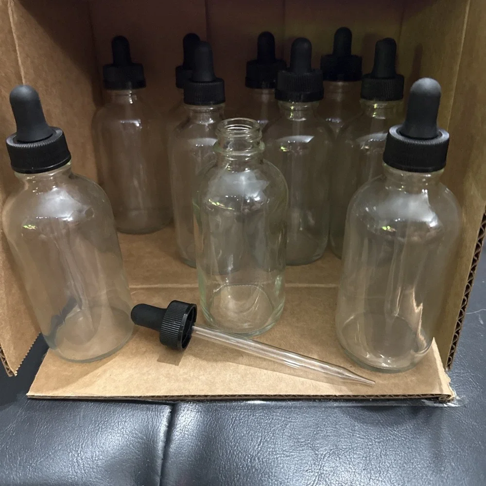 4oz Clear Glass Bottles with Glass Eye Droppers set of 10 Same Day Shipping USA